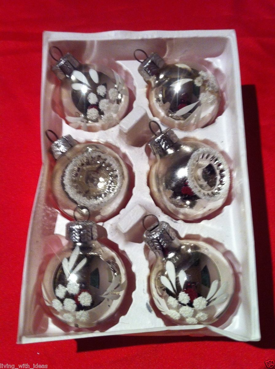 alte Christbaumkugeln silber Christbaumschmuck Kugeln Glas W601