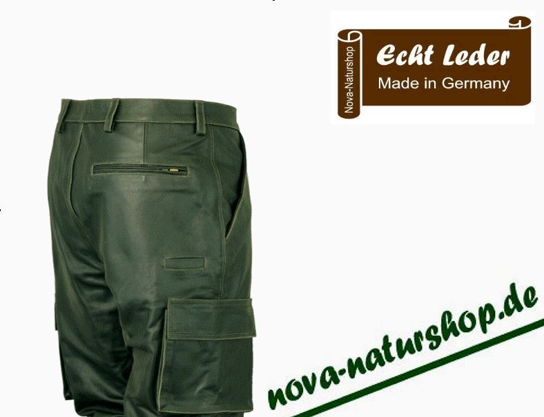 Lederhose Nova 611, geölt, Cargohose, Jagd, Nubukleder