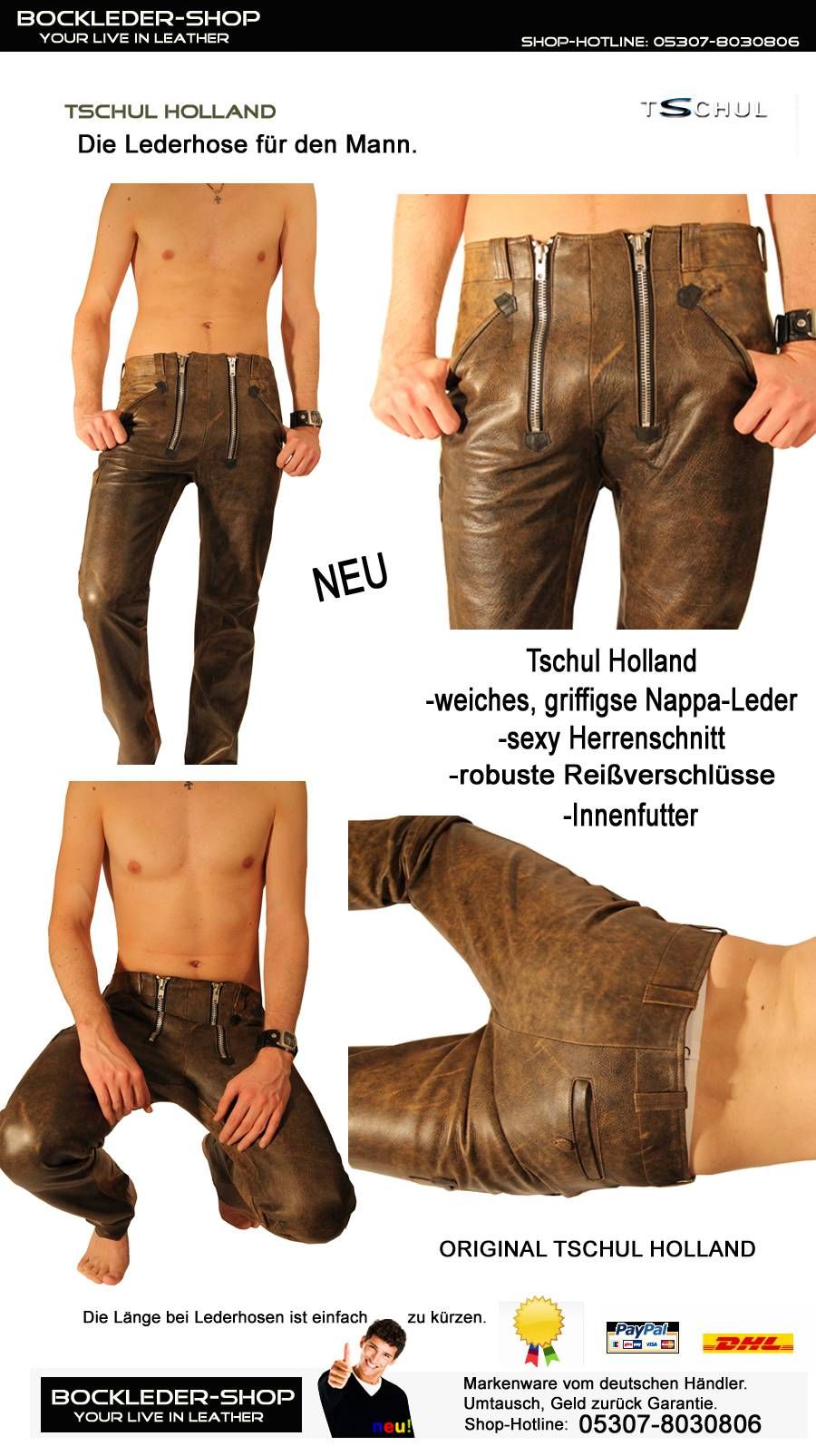 LEDERHOSE LEDERJEANS BRAUN TSCHUL ZIMMERMANN HOLLAND BOCKLEDER SHOP