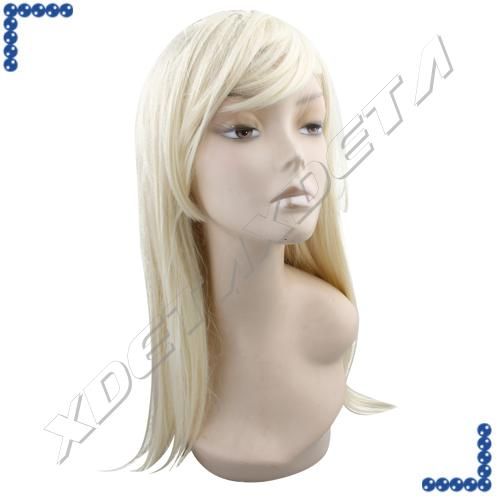 Haarteil Perücke Blond #613 55cm Wig Lange Haare Pony