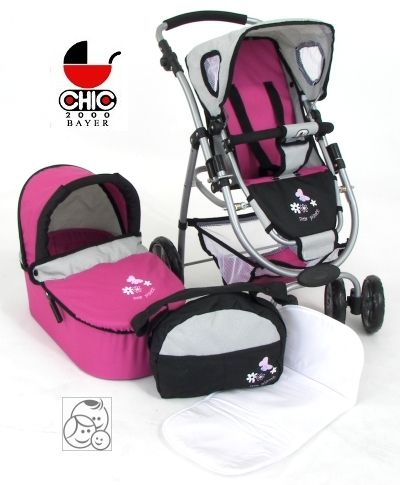 Bayer Chic 2000 Kombi Puppenwagen Set Bellina 2in1 mit Wickeltasche