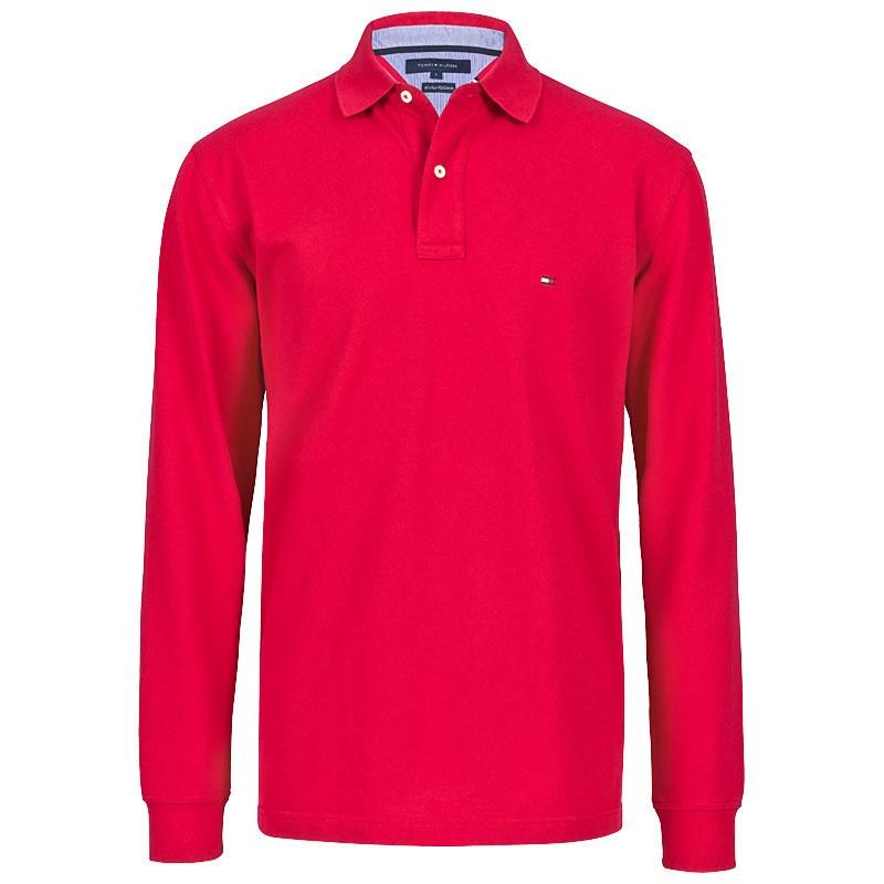 Tommy Hilfiger Poloshirt Langarm hellbraun , rot oder schwarz M , L