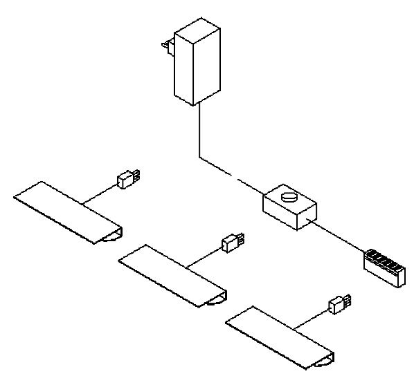 3er Set LED Glaskantenbeleuchtung inkl. Trafo und Zuleitung 643