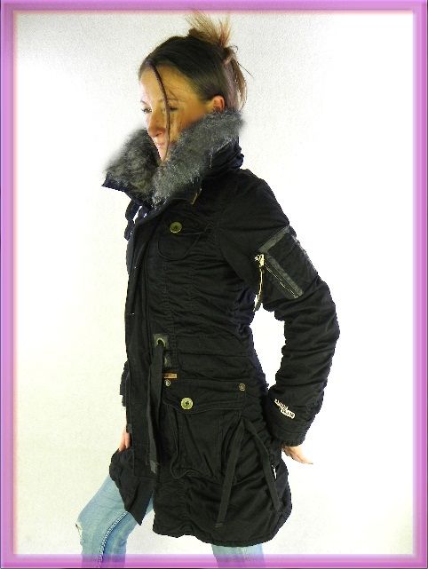 KHUJO NEU Winterjacke CLAMMY Plain Gr. M 38 Schwarz Damen Parka Jacke