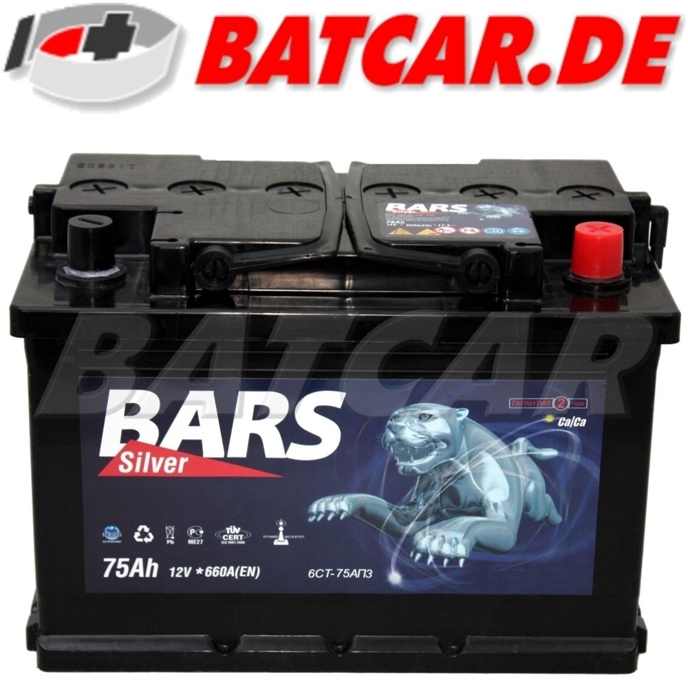 Starterbatterie   Autobatterie 12V 75Ah 660A/EN BARS