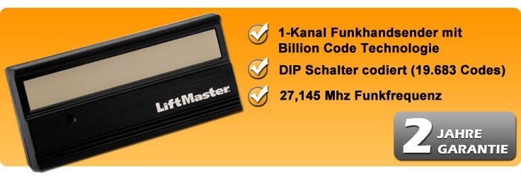 Antriebe mit 27,145 MHz und DIP Schalter Code System mit 19.683 Codes