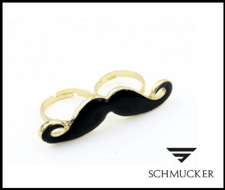 Doppelring Mustache Schnurrbart Doppel Ring Bart Mädchen Vintage