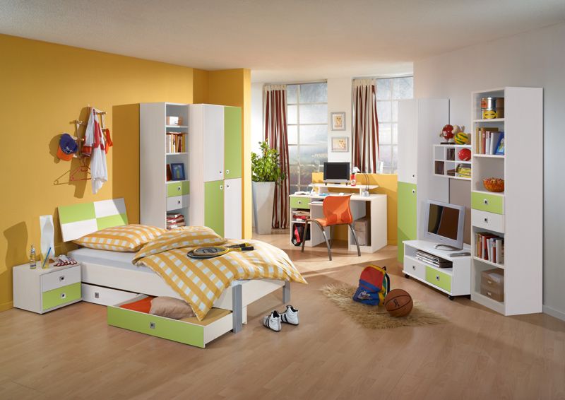 NEU* Komplett Jugendzimmer Kinderzimmer weiß   grün Kleiderschrank