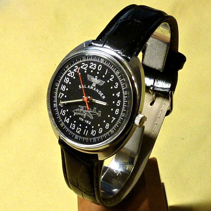 Russische 24 Std. Uhr, 24 hour watch Heinkel HE 162 WWII RAKETA Werk