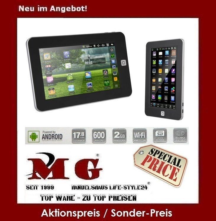 CANOX PV701   Tablet PC 17,8cm, 600Mhz, 2GB, Wi Fi, Android *NEU*OVP