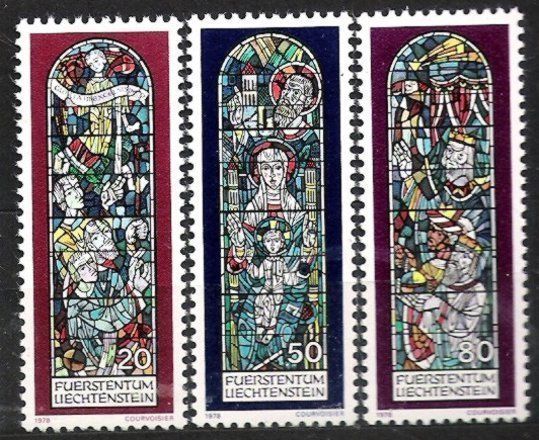 Liechtenstein Nr. 720/22 ** Weihnachten, Kirchenfenster 1978