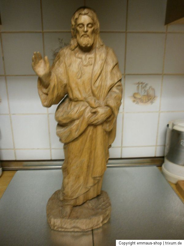 JESUSFIGUR HOLZFIGUR HOLZ GEISTLICHE STATUE HOLZSCHNITZEREI GESCHNITZT