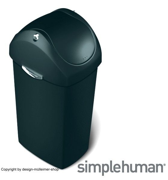 Simplehuman Abfallsammler Mülleimer mit Schwingdeckel 40L schwarz