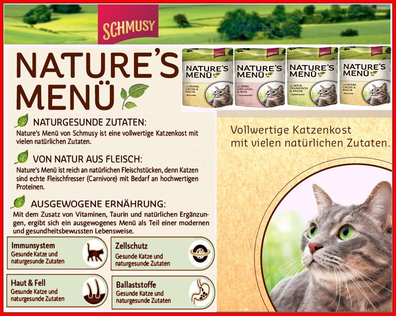 40EUR/kg)Schmusy Stehbeutel Natures Menü naturnah Katzenfutter