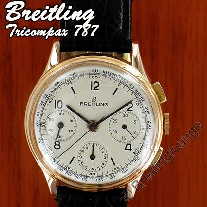 BREITLING Uhr Premier 787 Tricompax 1947 18 Kt Rot Gold