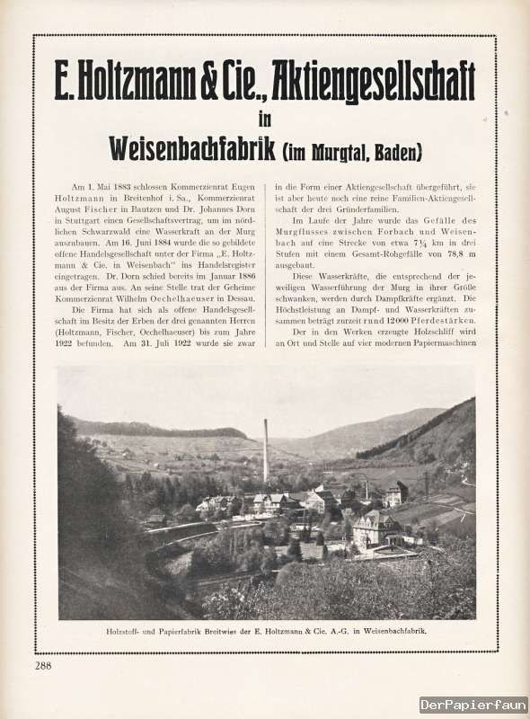 Papierfabrik Holtzmann Weisenbach Murgtal Rastatt 1926