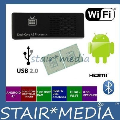 MK808 ANDROID 4.1 MINI PC Dual Core 1,6GHz 1GB RAM 8GB HDD Smart TV