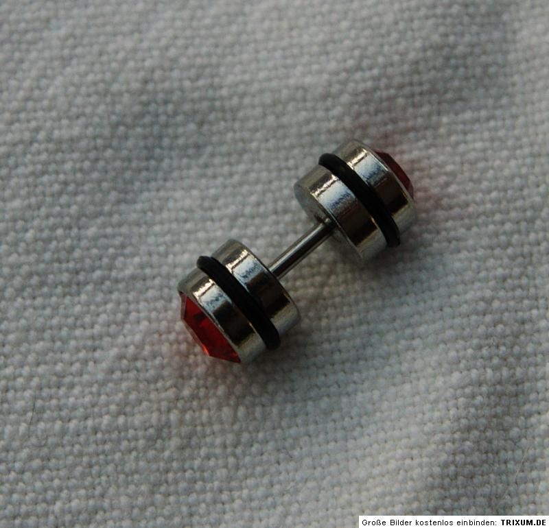 doppel Fake Plug Piercing Tunnel doppel Strass 1 x 18 x 6 mm zart rosa