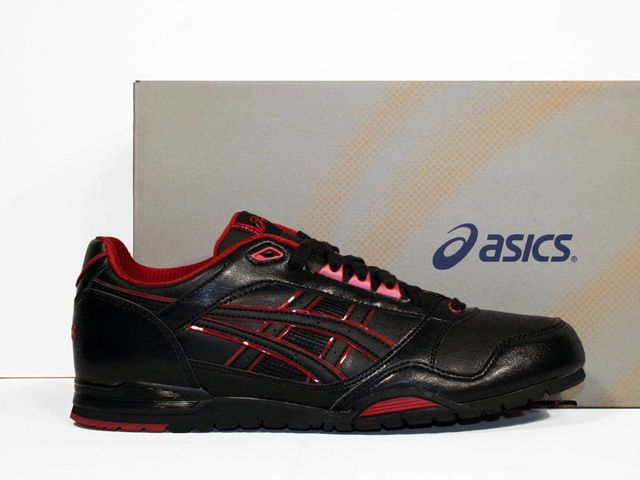 ASICS SCHUHE SNEAKER STORMER BLACK SCHARZ ROT LEDER HY802.1361