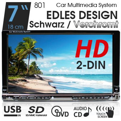 2DIN Doppel DIN 18cm/7 HD TOUCHSCREEN DVD CD  WMA AUTORADIO USB SD