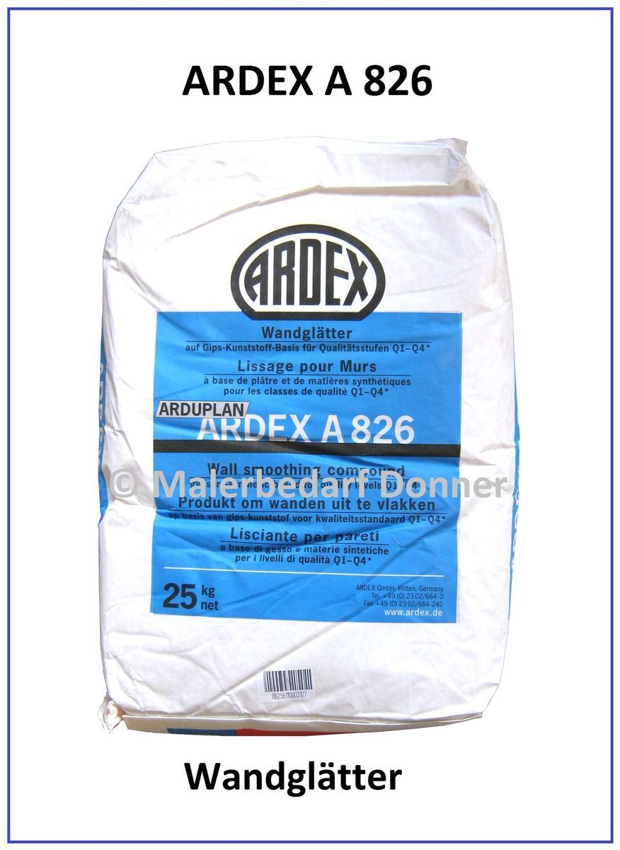 Ardex A 826 Arduplan 826 Spachtelmasse 25kg 1kg=1,66€ Feinspachtel