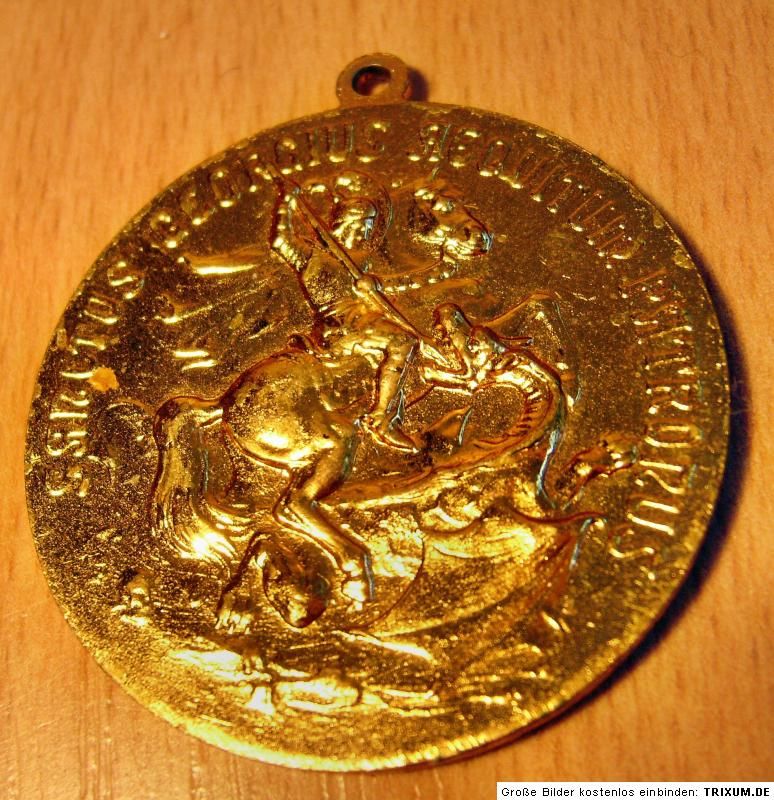 Kellerfund alter Anhänger lateinisches Medallion Schiff Drache St