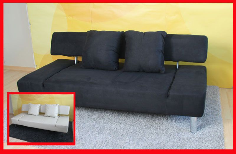 Schlafsofa Schlafcouch Sofa M50 Kunstleder   schwarz, creme, bordeaux