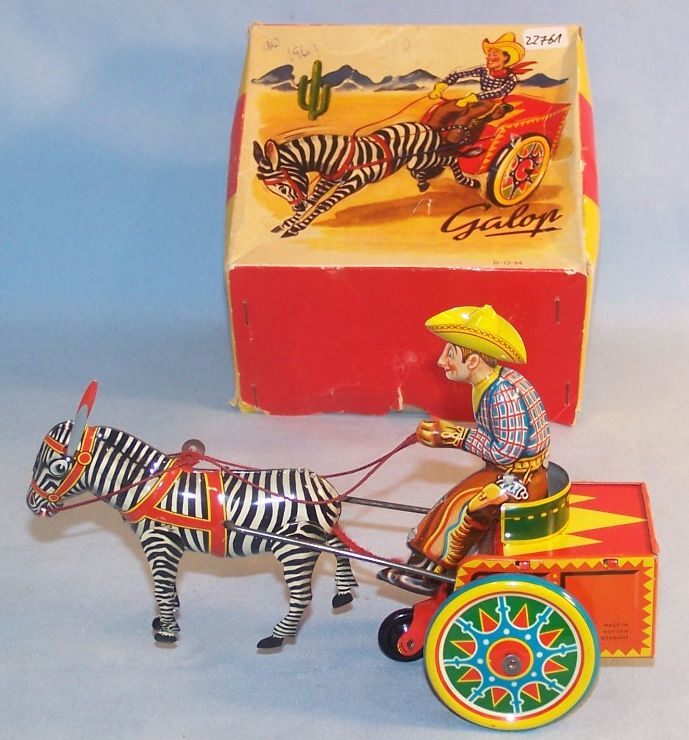 Lehmann 853 Galop Zebragespann, 50er Original im OK (22761)