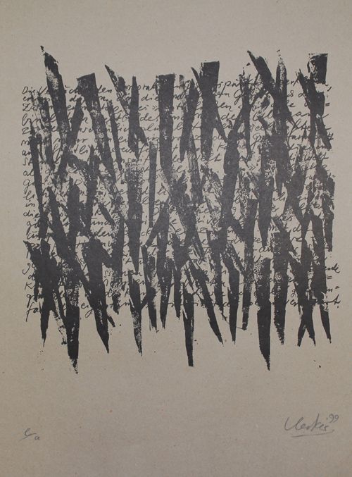 Günther Uecker   Orig. Lithographie   Wort Schrift Zeichen   handsig