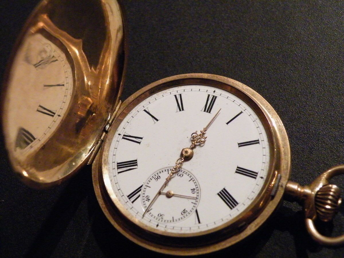 Antike 14.Kt Gold Taschenuhr Savonette GENIUS GLASHÜTTE um 1900