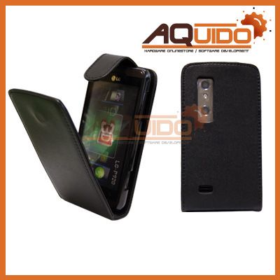 Lederetui Schutzhülle LG Optimus 3D P920 Zubehör Flipcase + Folie