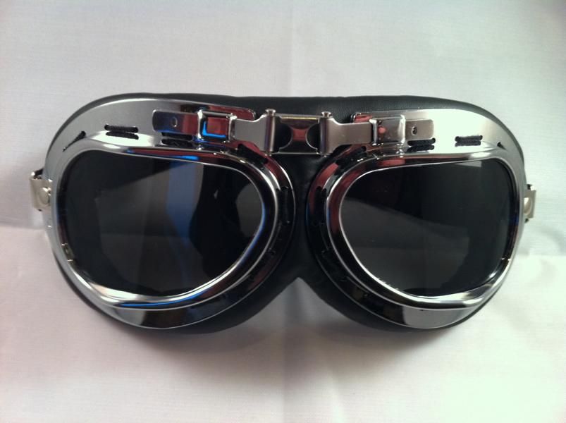 Retro Motorrad Helm Brille DELUXE Version f. Roller Vespa Chopper Mofa