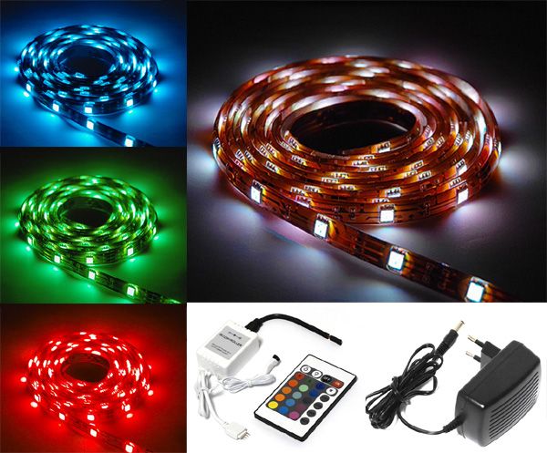 WOW DEAL 500cm RGB STRIP + FERNBEDIENUNG + NETZTEIL LED SMD LEISTE