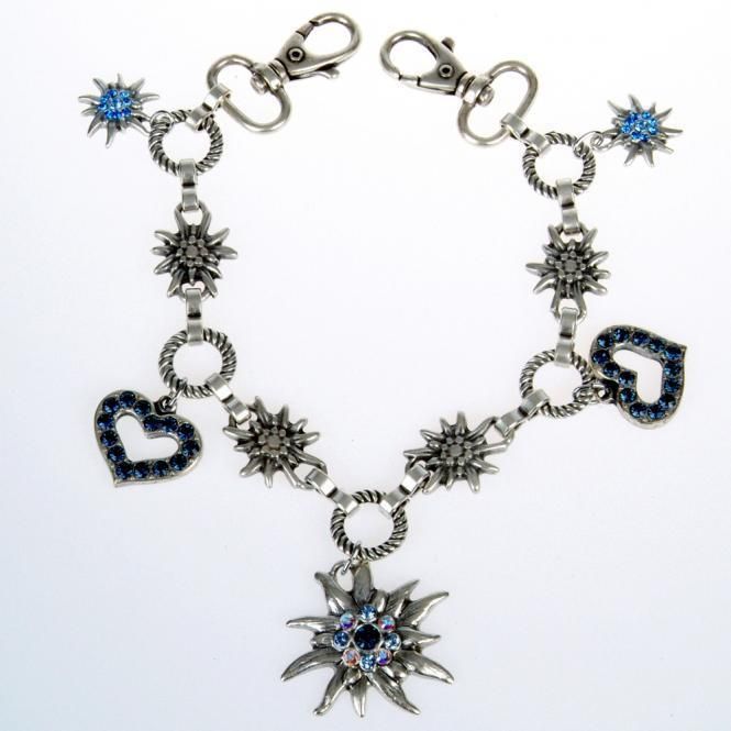 Trachten Charivari Kette Edelweiß Swarovski Strass Anhänger Dirndl