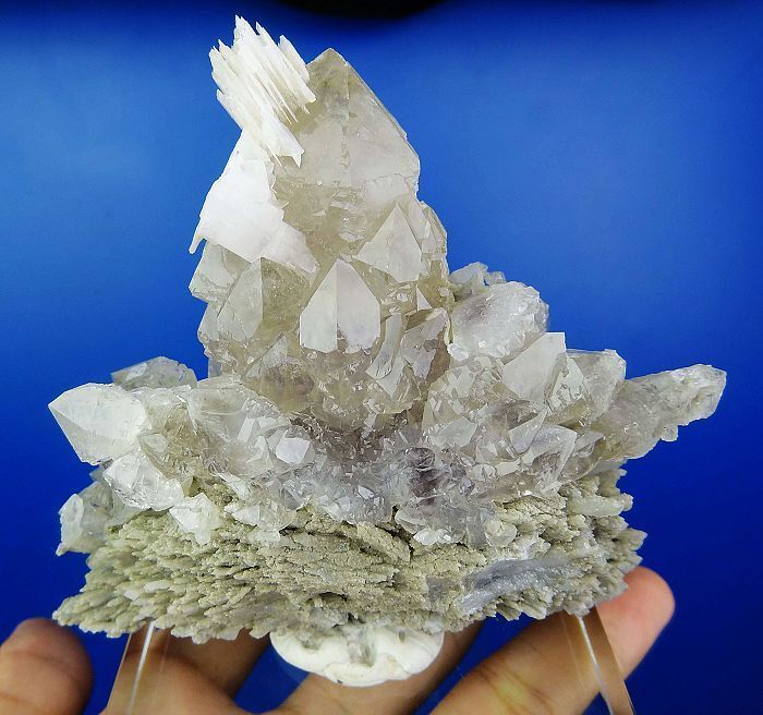 Neufund MineralienTop Prase Bergkristall,Calcit,Grün Quartz