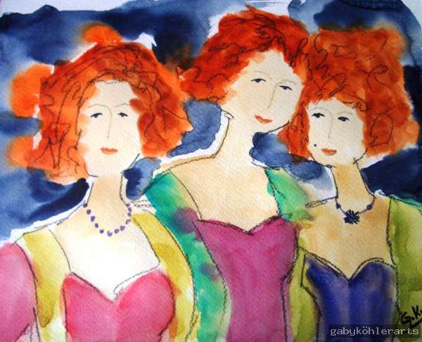 Frauen  Original Aquarell direkt von der Künstlerin