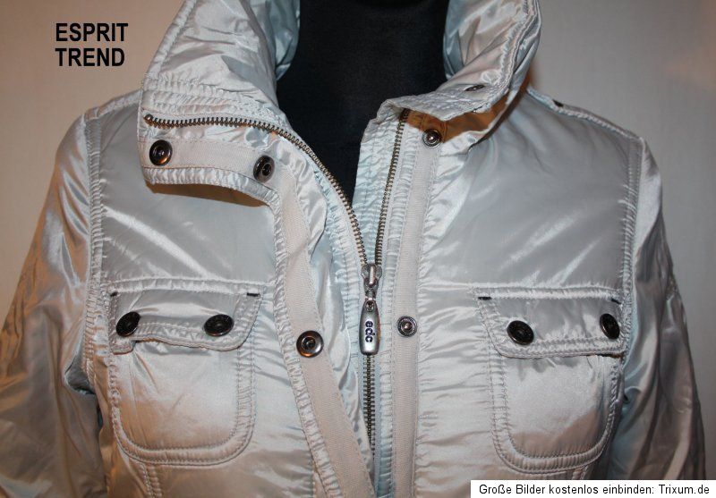 ESPRIT EDC Trendige Jacke Parka Wattiert Silbergrau Gr. 36 kl.38